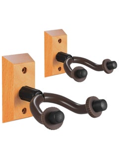 Mike Music Guitar Wall Mount Hanger,2-Pack Rotatable Hardwood Guitar Hangers with Screws-Adjustable Stopper Guitar Mount Hook Holder Stand for Ukulele Bass Electric Acoustic Guitar Banjo Mandolin  - Image 1