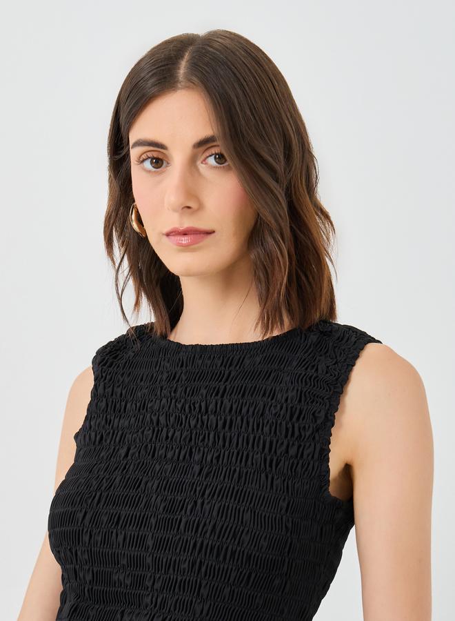 Take Two Styli Solid Smocking Detail Top and Midi Skirt Co-Ords - Image 3