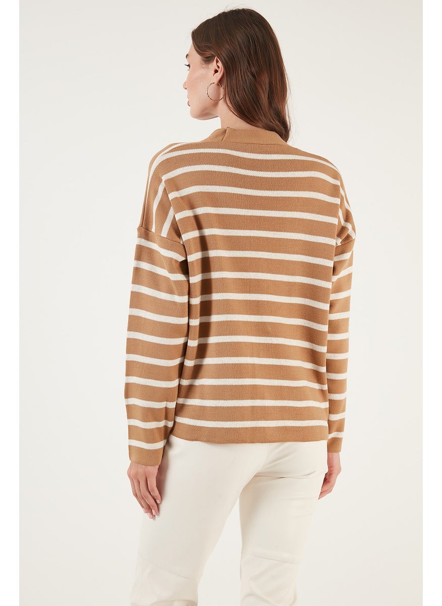 Lela Striped V-Neck Buttoned Knitwear Cardigan Women's Cardigan 4615182  - Image 5