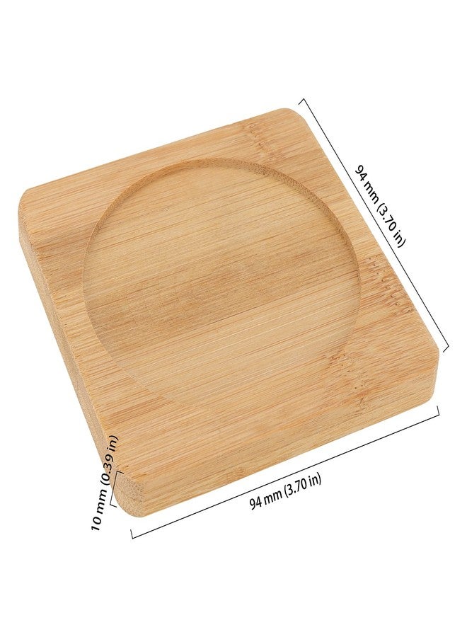 HOIGON 60 Pack 3.7 Inch Bamboo Coasters, Natural Wooden Coasters, Square Bamboo Tray Saucer Set for Drinks, Crafts, Succulents - Image 2