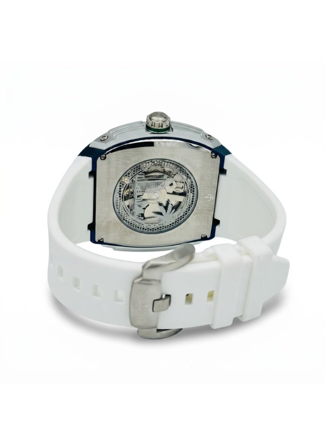 TOMRICH APEX X TR6603 Automatic Skeleton Watch for Men, Green Tonneau Dial, White Silicone Strap, Stainless Steel Case, 50M Water Resistant - Image 2