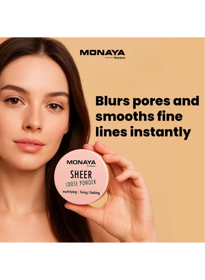 Monaya LP001 Sheer Loose Powder – Lightweight Setting Powder, Oil Control, Smooth Matte Finish, Long-Lasting & Flawless Look for All Skin Types, 12g Each - Image 4