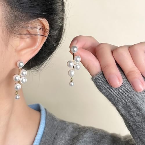 FUTIMELY Pearl Earrings for Women Cute Gold Pearl Drop Dangle Earrings Long Tassel Dangling Bridal Wedding Jewelry Gifts(Pearl Earring-Short) - Image 4