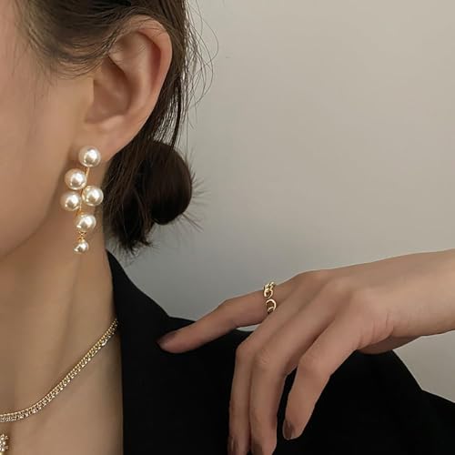 FUTIMELY Pearl Earrings for Women Cute Gold Pearl Drop Dangle Earrings Long Tassel Dangling Bridal Wedding Jewelry Gifts(Pearl Earring-Short) - Image 3