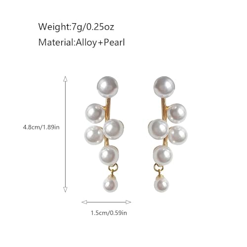 FUTIMELY Pearl Earrings for Women Cute Gold Pearl Drop Dangle Earrings Long Tassel Dangling Bridal Wedding Jewelry Gifts(Pearl Earring-Short) - Image 2