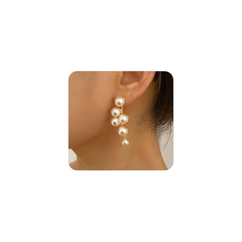 FUTIMELY Pearl Earrings for Women Cute Gold Pearl Drop Dangle Earrings Long Tassel Dangling Bridal Wedding Jewelry Gifts(Pearl Earring-Short) - Image 1