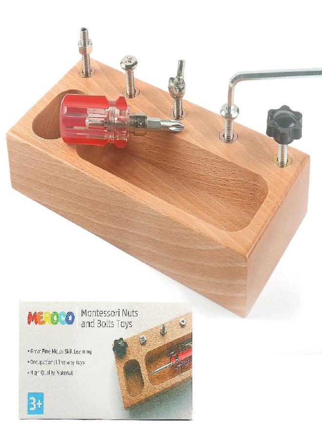 MEROCO Montessori Screw Driver Board for Kids Montessori Materials Basic Skills Educational Learning Toys for 3 4 5 Year Old Kids Toddlers Sensory Montessori Toy Preschool Classroom Fine Motor Skills - Image 1