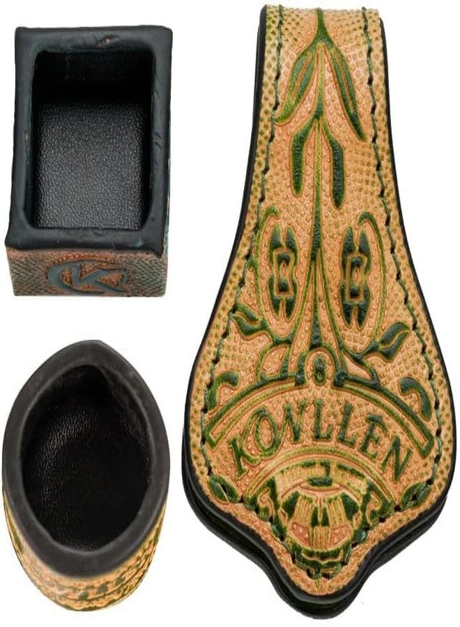 KONLLEN Leather Engraved Chalk Holder Bag Vegetable Tanned Leather Pool Cue Snooker Silent Billiard Accessories - Image 1