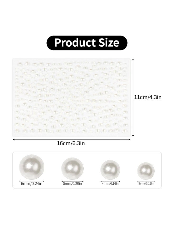 GlamKit 2 Sheets 3D Self Adhesive White Pearl Body Eyeshadow Sticker, Women Nail Art Decoration Kids DIY Craft Accessories - Image 2