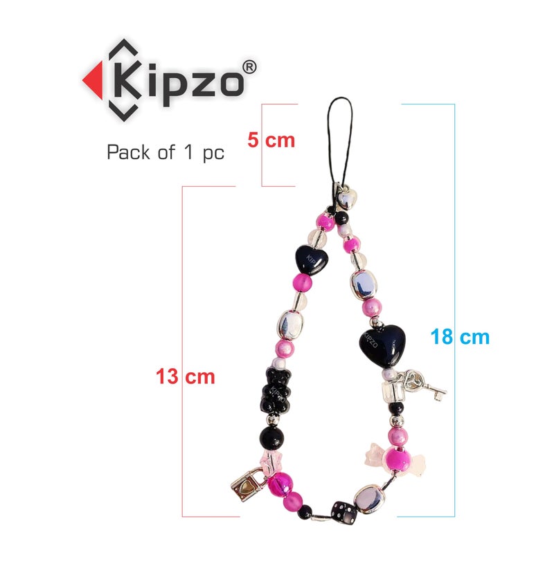 KIPZO® Butterfly beads phone charms aesthetic crystal clear Acrylic Pink heart & teddy bracelet hangings for mobile cover string jewellery good luck lanyard for women girls Handmade pearl wrist strap - Image 5
