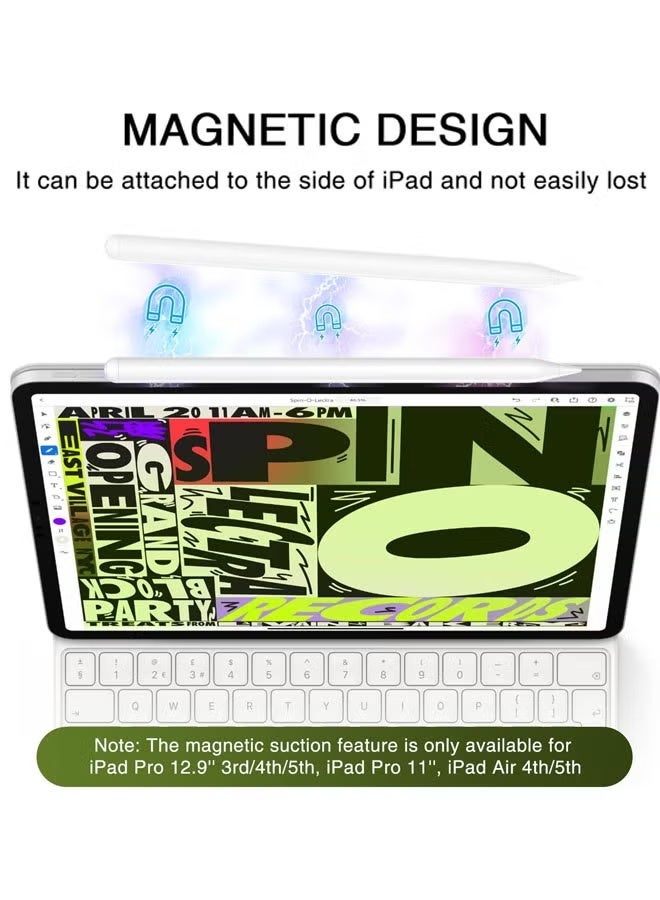 زاڤي قلم ايباد مغناطيسي مع ميزة راحة اليد والميل، متوافق مع جميع أجهزة ايباد 2018-2025 (الجيل 6-11، اير 3-7، ميني 5-7، برو 11/12.9) - Image 4