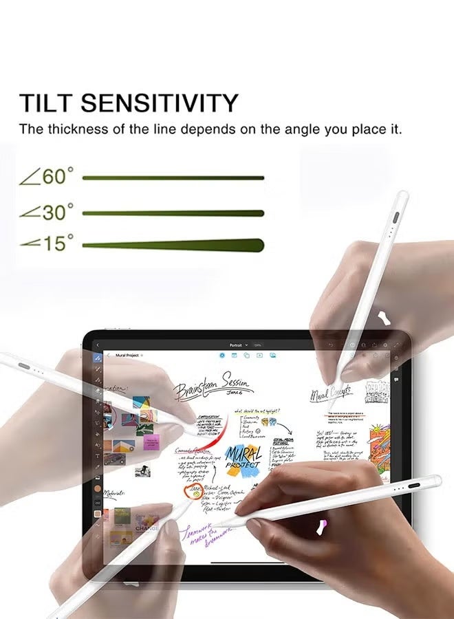زاڤي قلم ايباد مغناطيسي مع ميزة راحة اليد والميل، متوافق مع جميع أجهزة ايباد 2018-2025 (الجيل 6-11، اير 3-7، ميني 5-7، برو 11/12.9) - Image 2
