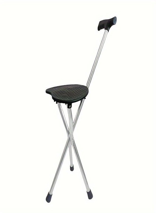Kitwe Walking Canes Folding Cane Chair (Height 34.2", Non-Adjustable), Foldable Walking Cane with Seat for Adults, Travel Folding Cane for Women, Aluminum Cane for Men Black (Walking Stick) - Image 1