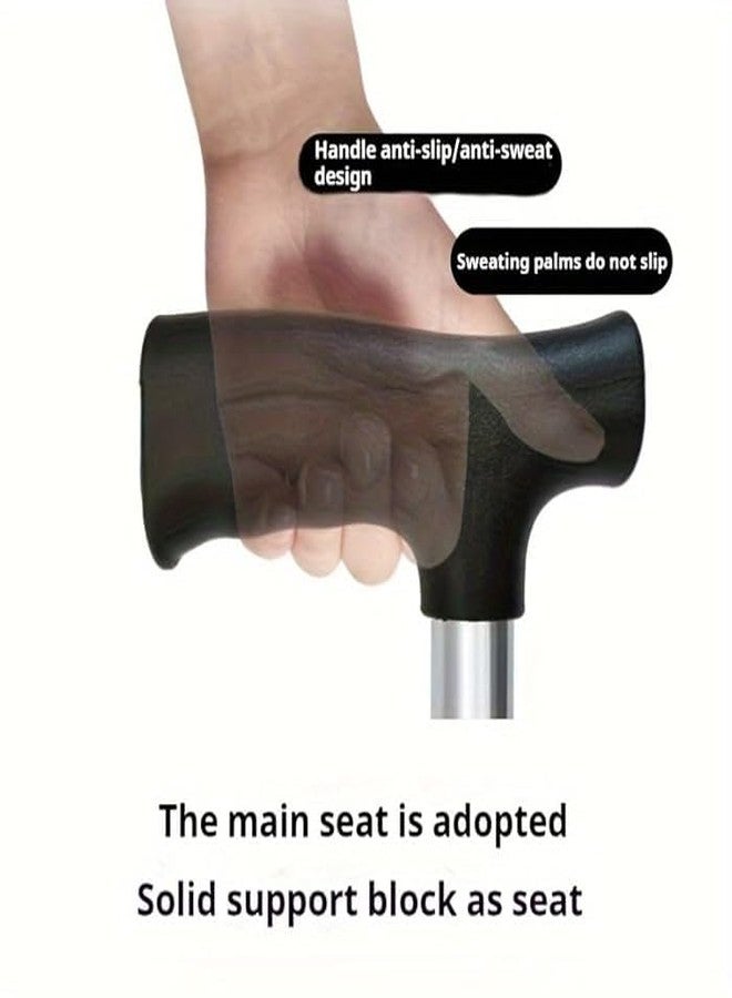 Kitwe Walking Canes Folding Cane Chair (Height 34.2", Non-Adjustable), Foldable Walking Cane with Seat for Adults, Travel Folding Cane for Women, Aluminum Cane for Men Black (Walking Stick) - Image 4