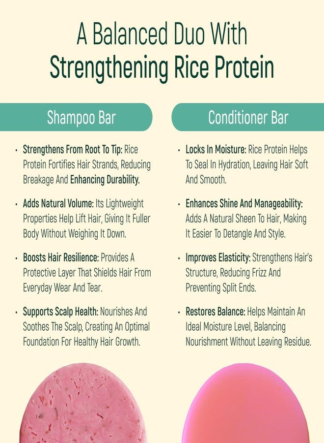 BAMBOEARTH Solid Rice Protein Water Shampoo & Conditioner Hair Soap - Shampoo and Conditioner Bars For Hair With All Natural Plant Based Essential Oils And Zero Waste Packaging (Rose) - Image 4