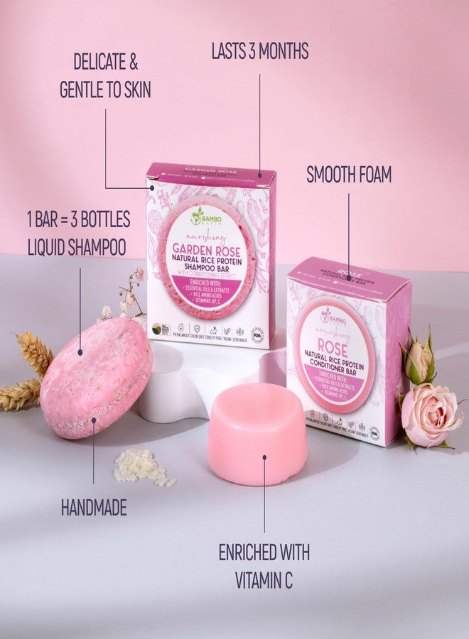 BAMBOEARTH Solid Rice Protein Water Shampoo & Conditioner Hair Soap - Shampoo and Conditioner Bars For Hair With All Natural Plant Based Essential Oils And Zero Waste Packaging (Rose) - Image 2