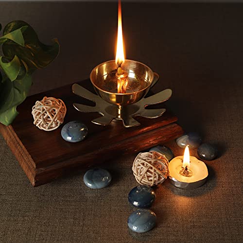 Klassic Decorative Designer Lotus Petal Shaped Diya for Temple, Home, Festivals, Puja| Kamal Shape Diwali Diya (Medium, Gold) - Image 2