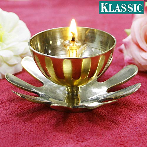 Klassic Decorative Designer Lotus Petal Shaped Diya for Temple, Home, Festivals, Puja| Kamal Shape Diwali Diya (Medium, Gold) - Image 5