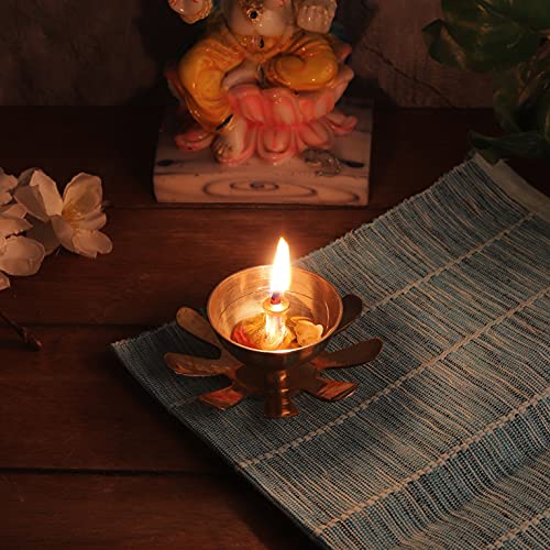 Klassic Decorative Designer Lotus Petal Shaped Diya for Temple, Home, Festivals, Puja| Kamal Shape Diwali Diya (Medium, Gold) - Image 4