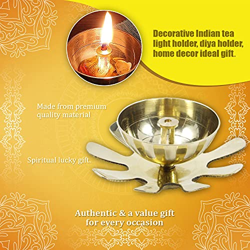 Klassic Decorative Designer Lotus Petal Shaped Diya for Temple, Home, Festivals, Puja| Kamal Shape Diwali Diya (Medium, Gold) - Image 3