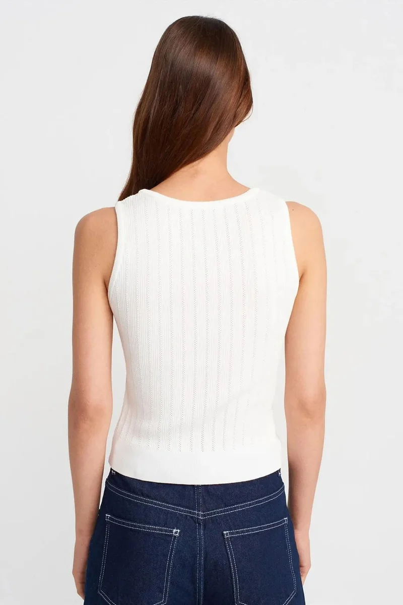Dilvin White DILVIN Ribbed Sleeveless Slim-fit Blouse for Women | Best Price UAE