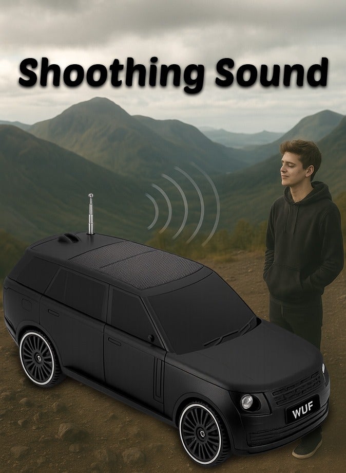 صوت واضح مكبر صوت لاسلكي متين على شكل سيارة بقوة ١٠ واط | بلوتوث ٥.٣ | بطارية ١٢٠٠ مللي أمبير/ساعة | راديو FM | منفذ USB وType-C | تحكم في مستوى الصوت | لون أسود - Image 3