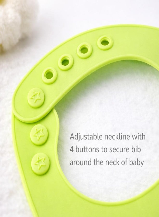 AEREX Silicone Baby Feeding Bib with Food Catcher Pocket | Waterproof & Adjustable Toddler Bib | Soft BPA-Free Washable Weaning Bib for Babies 6 Months to 4 Years (Green) - Image 4