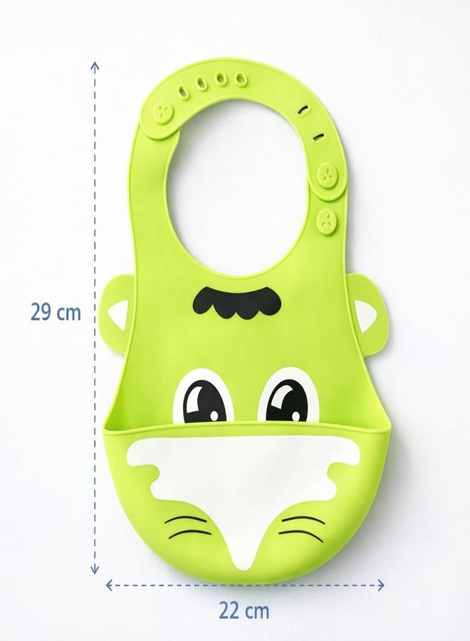 AEREX Silicone Baby Feeding Bib with Food Catcher Pocket | Waterproof & Adjustable Toddler Bib | Soft BPA-Free Washable Weaning Bib for Babies 6 Months to 4 Years (Green) - Image 2