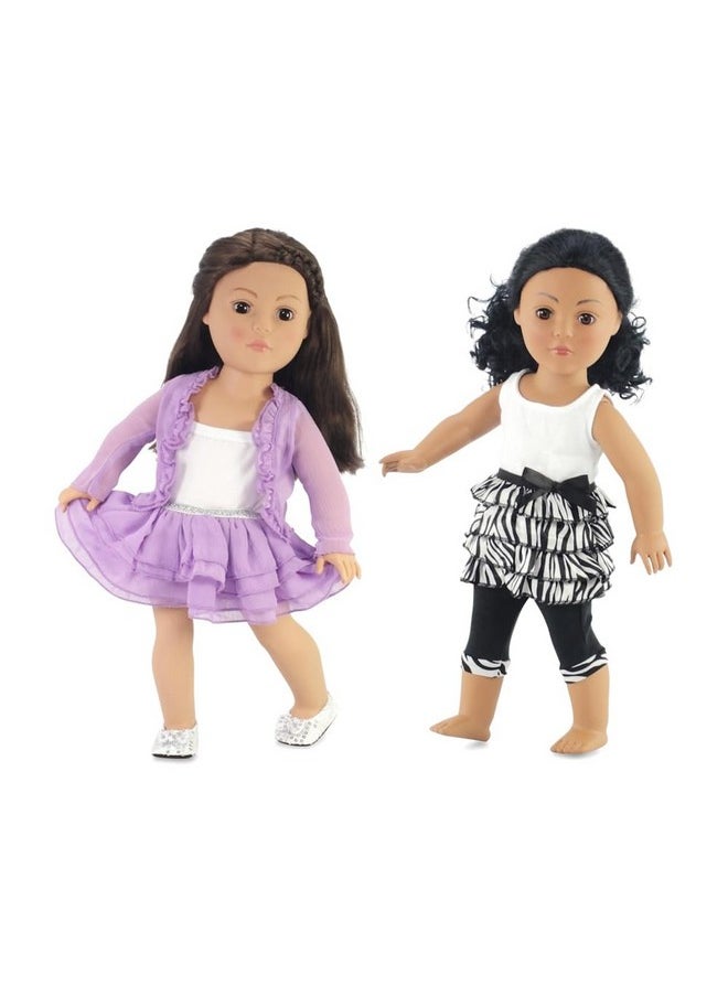 Emily Rose - 18Inch Doll Spring Lavender Skirt Outfit Bundled With Lovely Summer 2Pc Leggings 18 Doll Clothes Set Compatible With American Girl Dolls - Image 1
