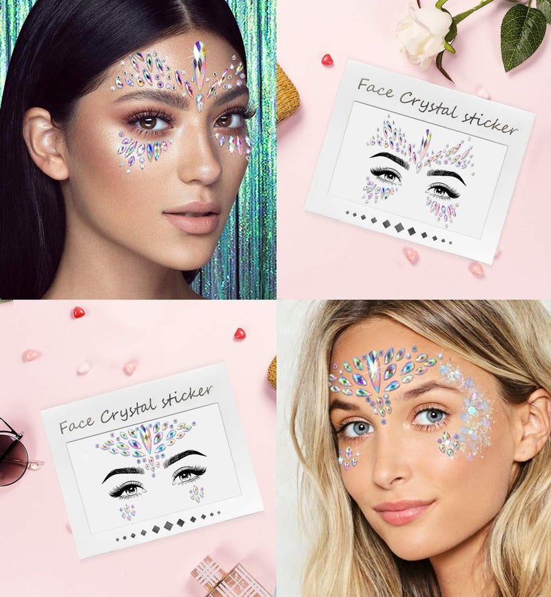 iMethod Mermaid Face Jewels - Stick On Gems, Rave Accessories for Festival & Holiday Costumes, 6 Pcs, Multicolored - Image 3