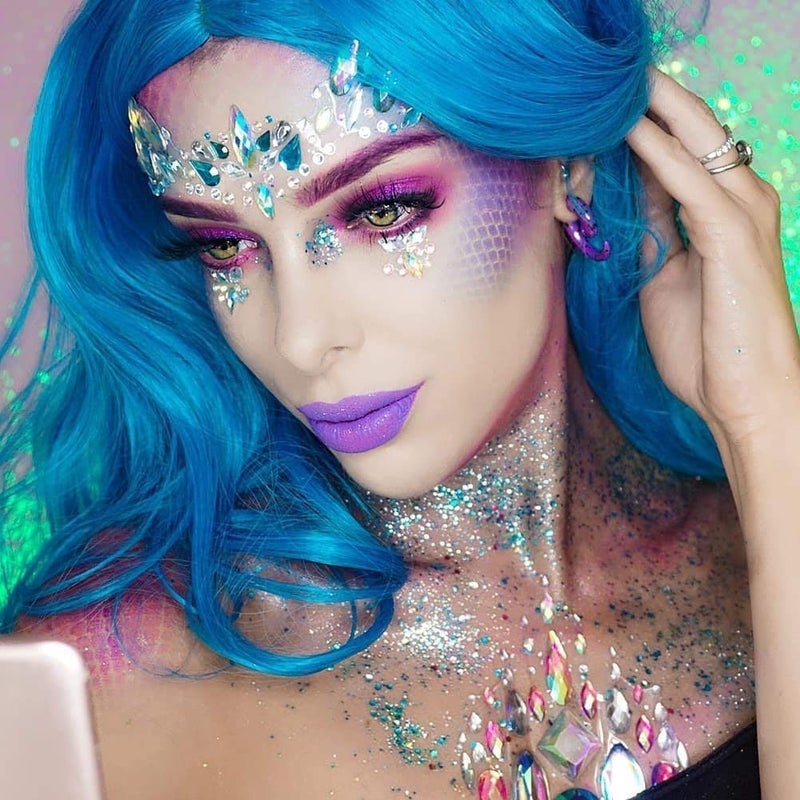 iMethod Mermaid Face Jewels - Stick On Gems, Rave Accessories for Festival & Holiday Costumes, 6 Pcs, Multicolored - Image 5