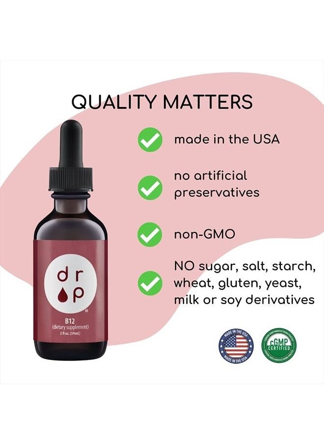 D R P Vitamin B12 2500 mcg 2 oz Liquid Drops for Energy Production, Nervous System Health - No Artificial Preservatives, Non-GMO, Gluten Free, Vegan-Friendly  - Image 4