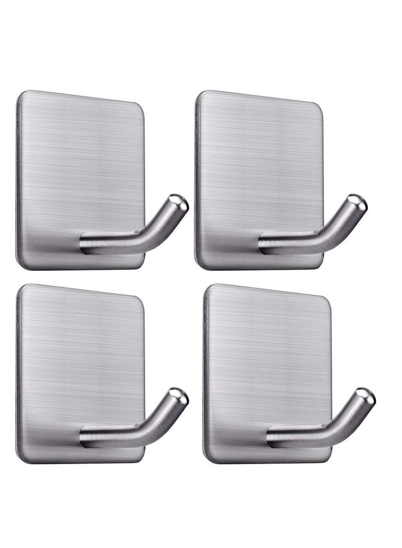Excefore Heavy Duty Adhesive Hooks Towel Hook Stick on Hooks Wall Hangers Waterproof Stainless Steel Sticky Hooks for Hanging Bathroom Kitchen Home 4 Packs  - Image 1