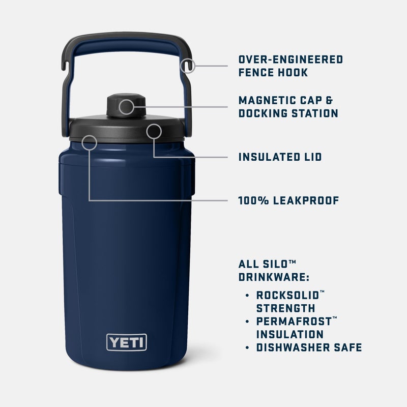 YETI Silo Half Gallon Insulated Chug Cap Water Jug â€“ Leakproof, Lightweight Sports Bottle with Fence Hook Handle â€“ Keeps Drinks Ice-Cold â€“ Ideal for Gym, Sports & Tournaments, Navy - Image 2