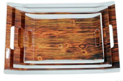 UPC PREMIUM HOUSEWARE U.P.C Serving Tray Set- Handcrafted & Hand-Painted for Kitchen/Table & Home Decor/Dinning/Gifts/Restaurants/Living Room/Coffee Table (Set of 3 Trays) (SY-VIL015) - Image 3