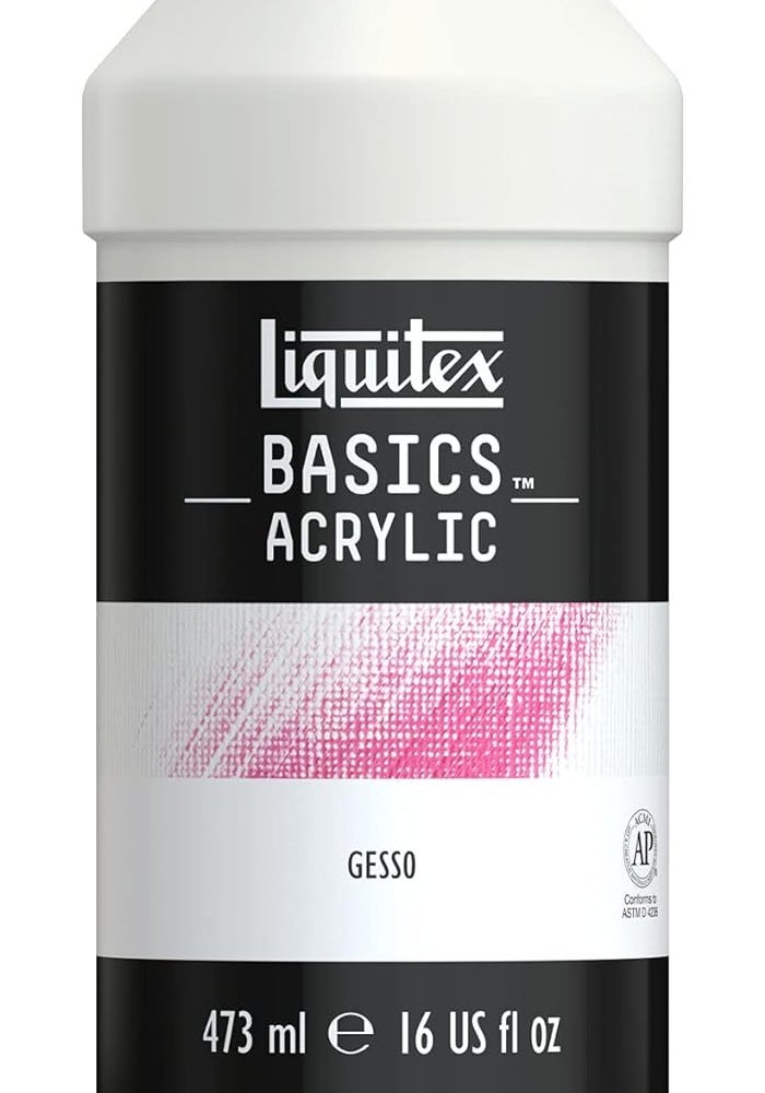 Liquitex BASICS Gesso Surface Prep Medium - 473ml (16-oz) Bottle, White - Image 1