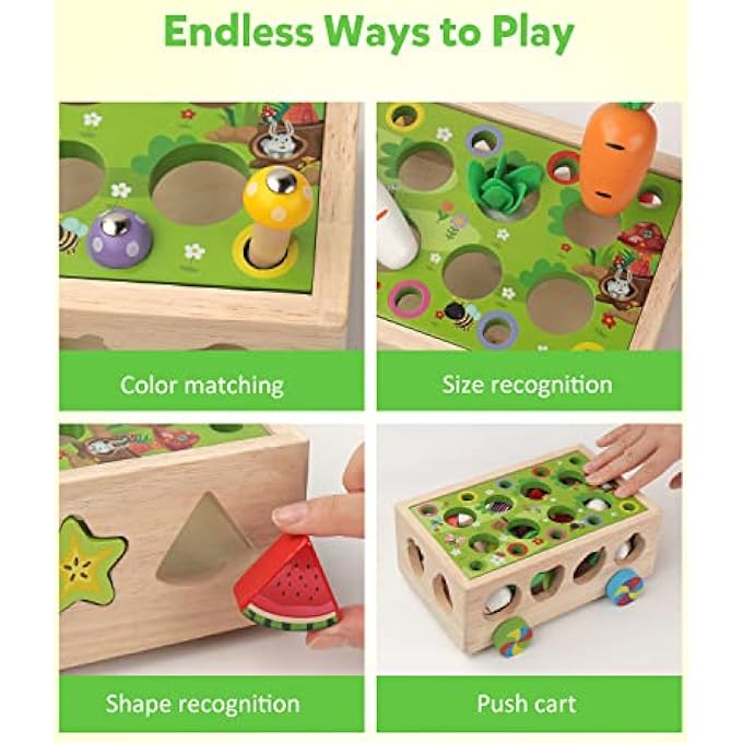 ألعاب موتوريك الدقيقة من مونتيسوري للأطفال الصغار، لعبة فرز الأشكال الخشبية لجني الجزر، هدية تعليمية للأطفال في مرحلة ما قبل المدرسة من 3 4 5 سنوات - Image 3
