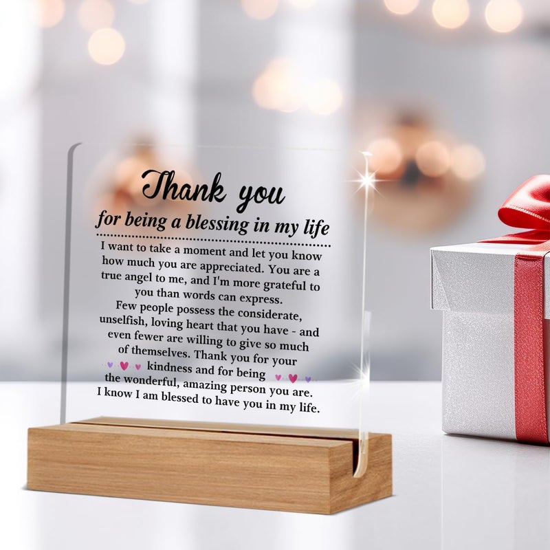 WEZADUK Thank You Gifts for Women Men Friends Besties, Special Appreciation Gifts, Thank You for Being A Blessing in My Life Home Office Decorative Signs Plaque for Desk - Image 5