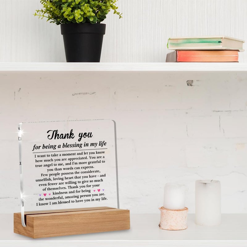 WEZADUK Thank You Gifts for Women Men Friends Besties, Special Appreciation Gifts, Thank You for Being A Blessing in My Life Home Office Decorative Signs Plaque for Desk - Image 4