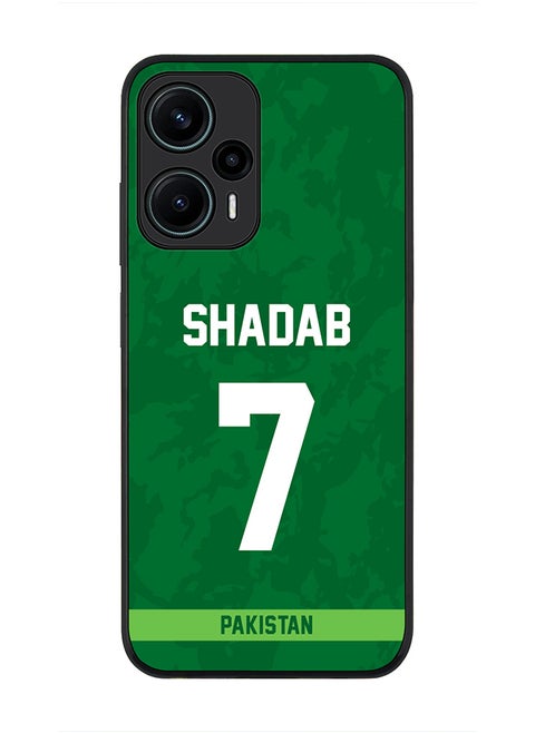 Cover for Xiaomi Poco F5 5G / Redmi Note 12 Turbo 5G Case , Rugged Black Slim fit Protective Phone Cases, Player Name - Shadab Khan, Jersey Number- 7