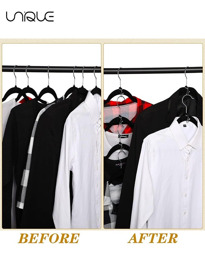 يونيك 15 قطعة الملابس شماعات موصل السنانير، المعادن شماعات موسع السنانير شماعات السنانير للشماعات المخملية البلاستيك خزانة خشبية توفير المساحة - فضي - Image 3