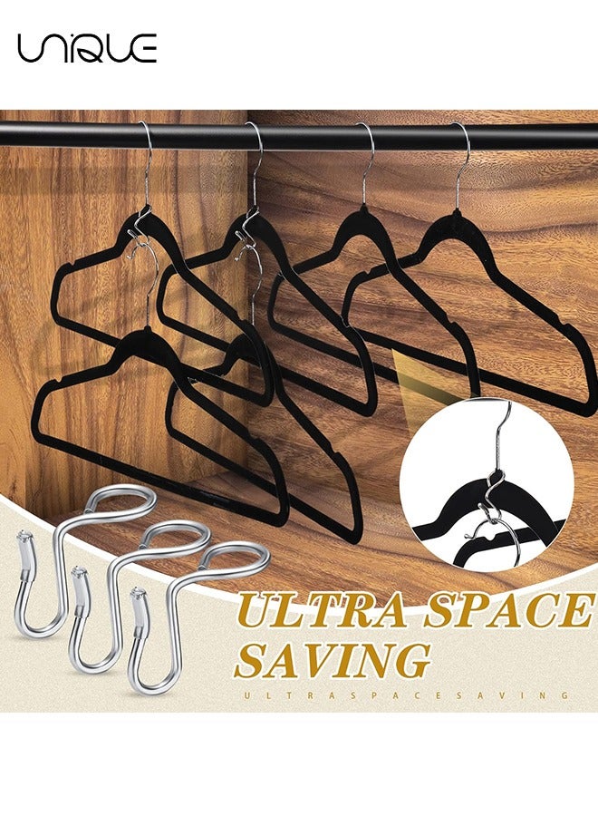 يونيك 15 قطعة الملابس شماعات موصل السنانير، المعادن شماعات موسع السنانير شماعات السنانير للشماعات المخملية البلاستيك خزانة خشبية توفير المساحة - فضي - Image 4