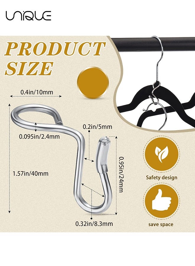 يونيك 15 قطعة الملابس شماعات موصل السنانير، المعادن شماعات موسع السنانير شماعات السنانير للشماعات المخملية البلاستيك خزانة خشبية توفير المساحة - فضي - Image 2