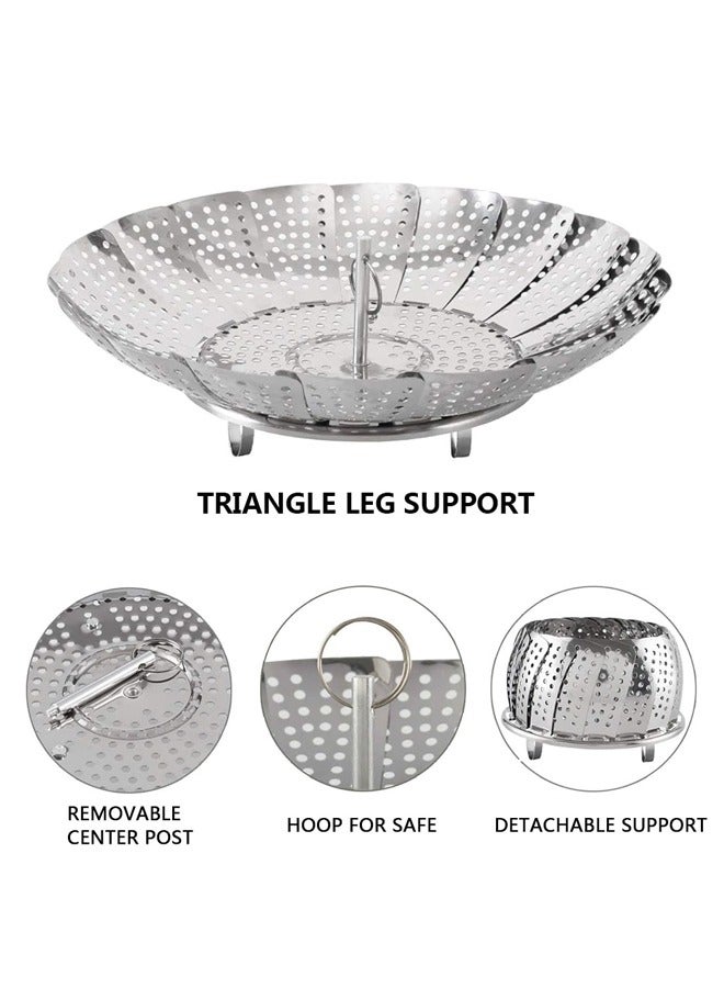 Vegetable Steamer Basket, Stainless Steel Veggie Fish Food Steamer Basket, Folding Expandable Steamers to Fit Various Size Pot Medium 15.5cm-25cm - Image 4