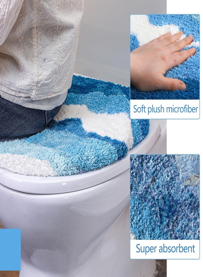 Mindsoft Toilet Seat Lid Cover for Bathroom Ocean Wave Beach Plush Toilet Seat Cover with Non-slip Rubber Backing Bathroom Decor Fits Most Round, Elongated and Oblong Lids 17. 5''x15''(Blue) - Image 2