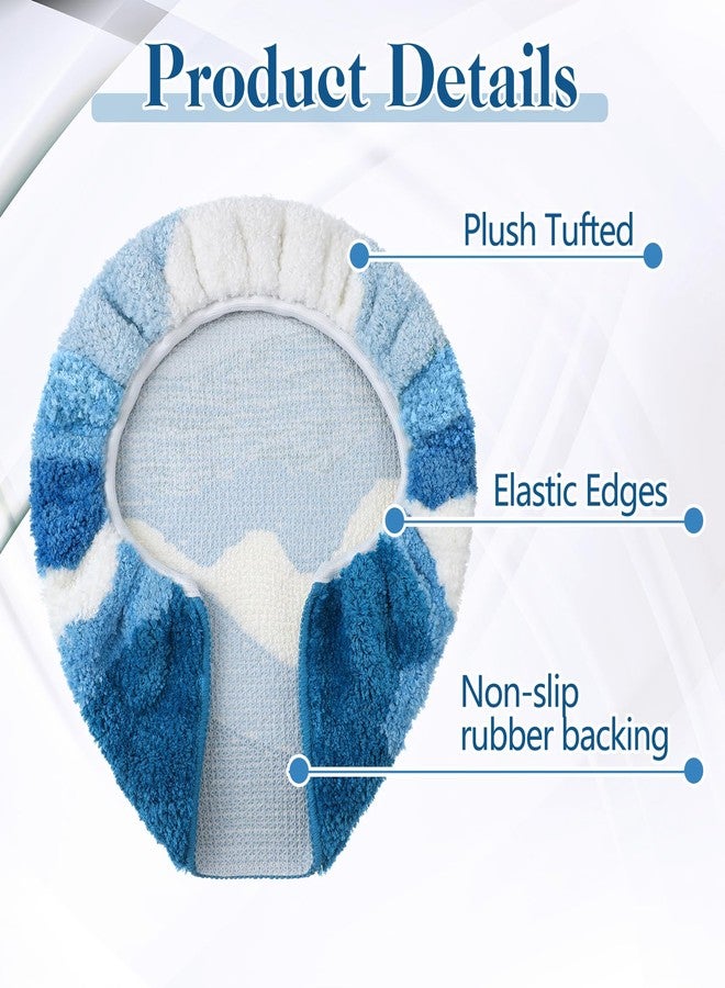 Mindsoft Toilet Seat Lid Cover for Bathroom Ocean Wave Beach Plush Toilet Seat Cover with Non-slip Rubber Backing Bathroom Decor Fits Most Round, Elongated and Oblong Lids 17. 5''x15''(Blue) - Image 3