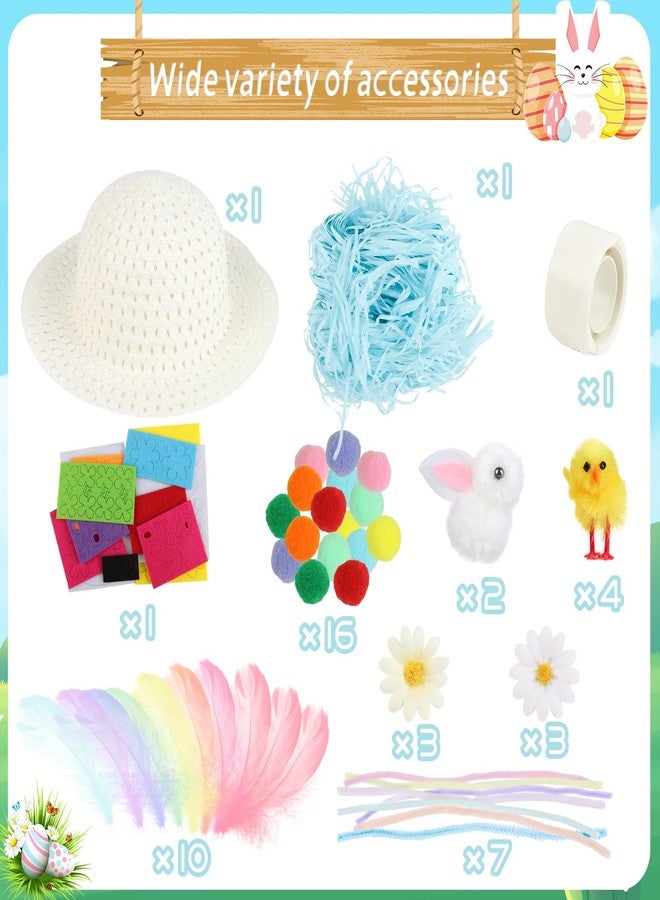 DERAYEE Easter Bonnet Kit Kids, Make Your Own Easter Bonnet Hat Craft for Kids Boys Girls DIY Easter Bonnet Decorations Spring Fun Activities - Image 2