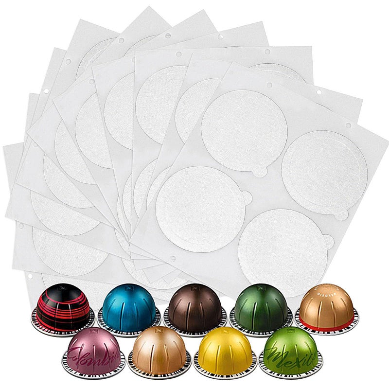 Clinuse Aluminum Foils Lids Seals for Nespresso Vertuo Pods 100Pcs Reusable Nespresso Capsules Coffee Pods Cover Seals Compatible with Nespresso Vertuoline Vertuo 61mm White