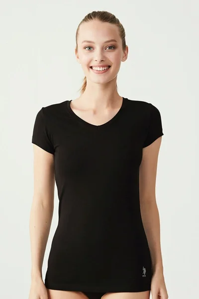 U.S. Polo Assn. Women's Short Sleeve V Neck Basic T-Shirt