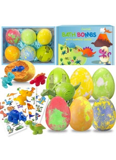 Santrela Bath Bombs For Kids With Surprise Toys Inside, Dino Egg Kids Bath Bombs Gift Set With Dinosaur Toy, Bubble Bath Fizzy Spa Bath Kit For Birthday Easter Christmas Boys And Girls 3 4 5 6 7 8 9 Years Old  - Image 1